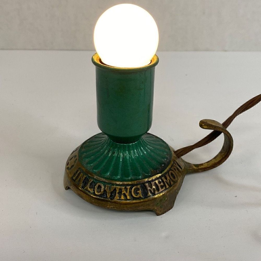 Vintage Yahrzeit Memorial 'In Loving Memory’ Light Brass and Green
